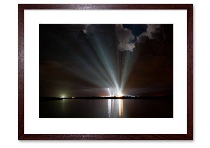 Discovery Space Shuttle Lightning Clouds Reflection Framed Print
